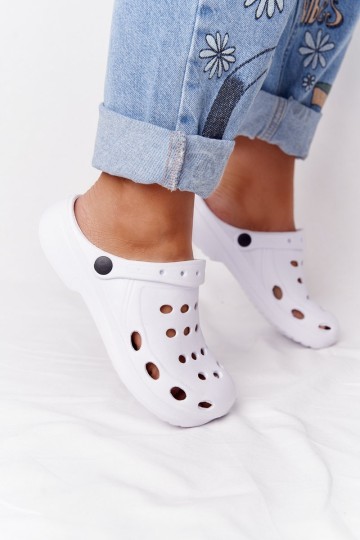 Women's White Foam Flip Flops EVA Dots 2