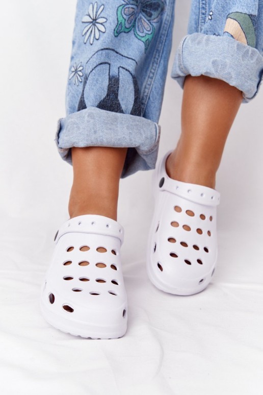 Women's White Foam Flip Flops EVA Dots