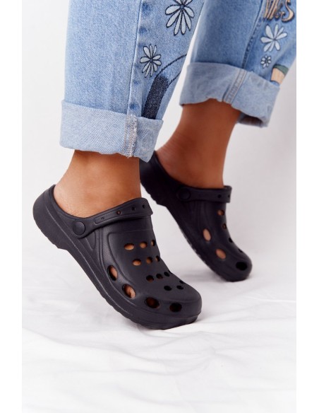 Women's Flip Flops Black Foam EVA Dots