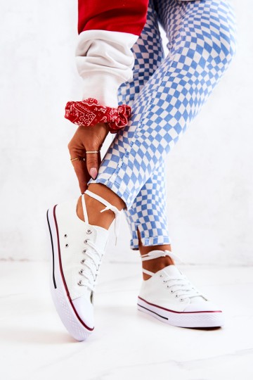 Women's Classic White Sneakers With Red Stripe Omerta 2