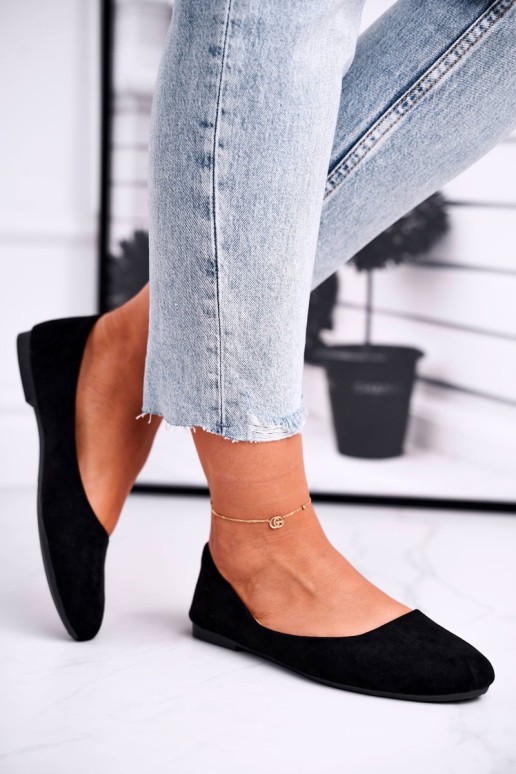 Women's Suede Ballerinas Black Lasota