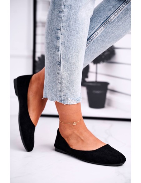 Women's Suede Ballerinas Black Lasota