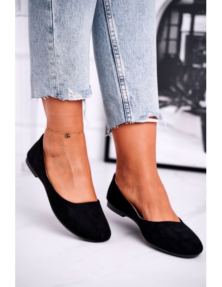 Women's Suede Ballerinas Black Lasota