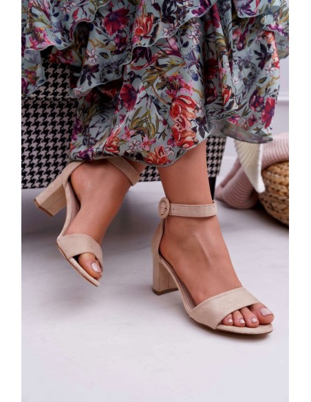 Women's Stiletto Sandals Suede Beige Lexi