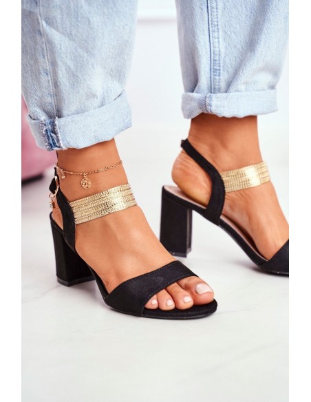 Women's Stiletto Sandals Suede Black Enjoy