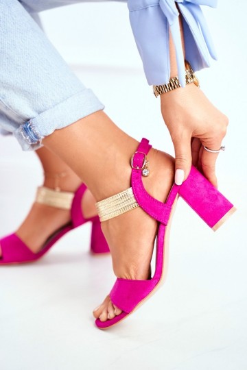Women's Stiletto Sandals Suede Fuchsia Enjoy
