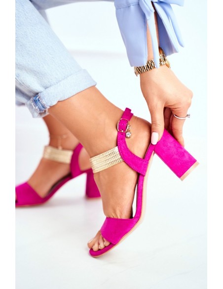 Women's Stiletto Sandals Suede Fuchsia Enjoy