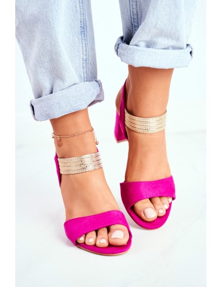 Women's Stiletto Sandals Suede Fuchsia Enjoy