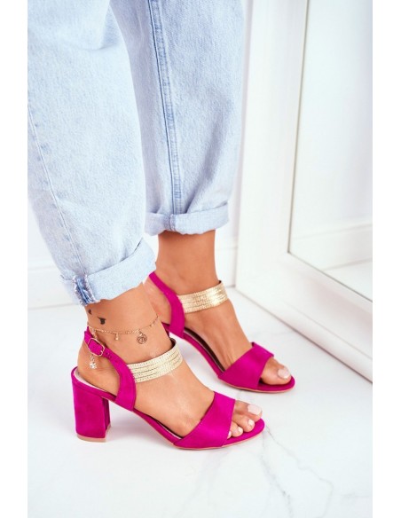 Women's Stiletto Sandals Suede Fuchsia Enjoy