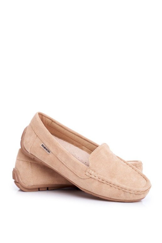 Women's Beige Suede Morreno Moccasins