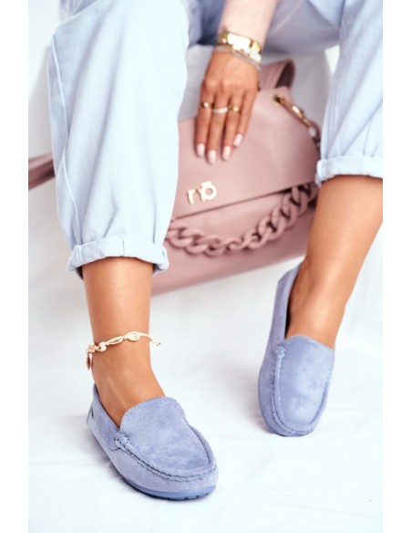 Women's Moccasins Blue Suede Morreno
