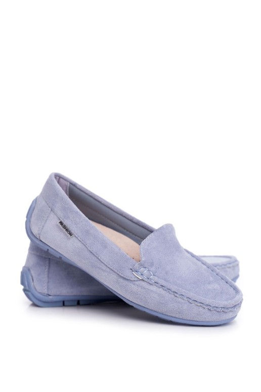 Women's Moccasins Blue Suede Morreno