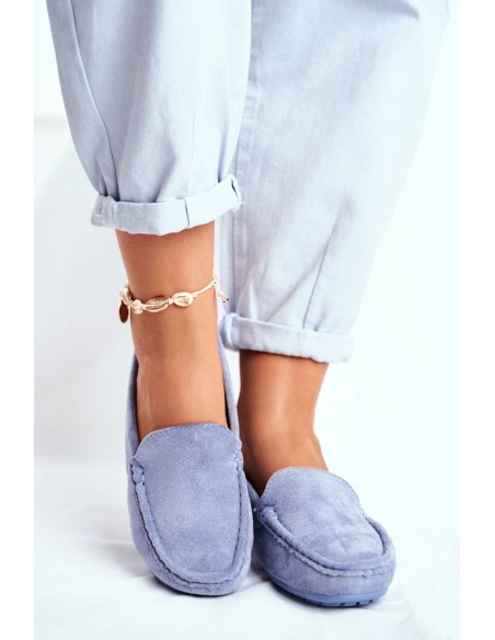Women's Moccasins Blue Suede Morreno