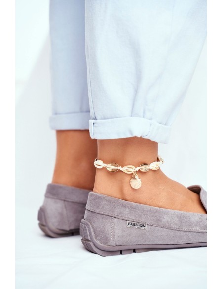 Women's Mokassins Grey Suede Morreno