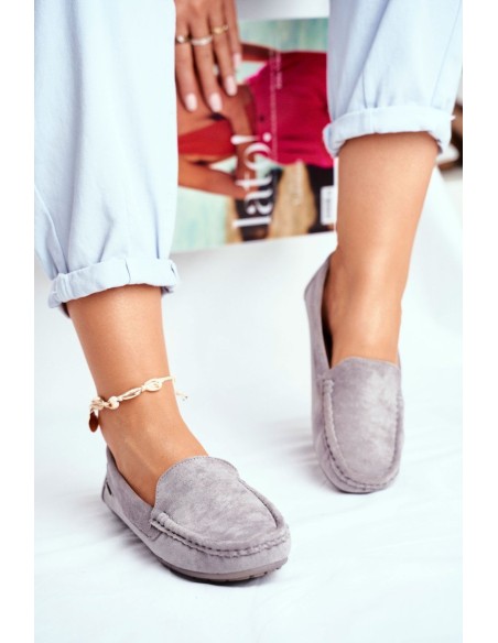 Women's Mokassins Grey Suede Morreno
