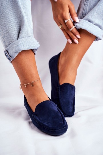 Women's Mocassins Navy Blue Suede Morreno