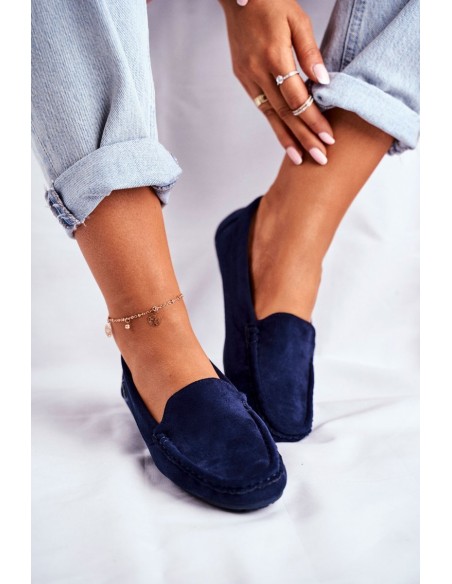 Women's Mocassins Navy Blue Suede Morreno