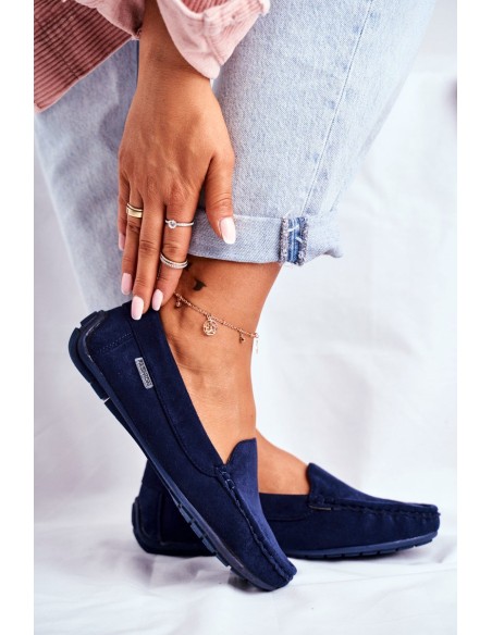 Women's Mocassins Navy Blue Suede Morreno