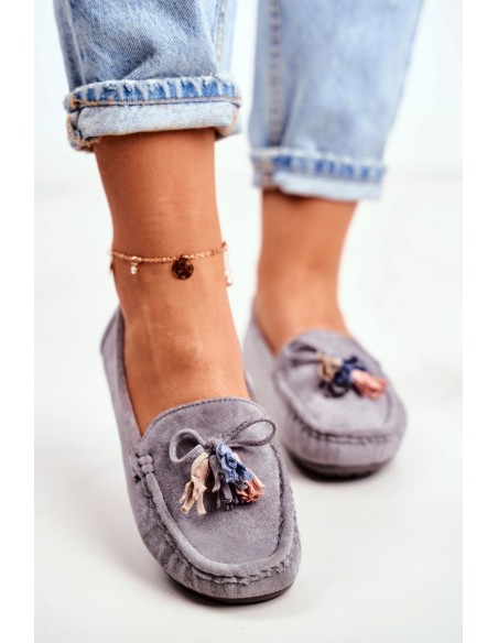 Women s Loafers Suede 20PB35-2003 Grey Donna Mia
