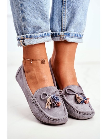 Women s Loafers Suede 20PB35-2003 Grey Donna Mia