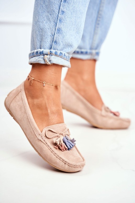 Women s Loafers Suede 20PB35-2003 Beige Donna Mia