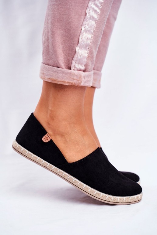 Women's Velor Espadrilles Black Vulcano