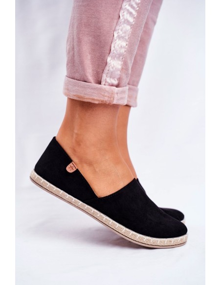 Women's Velor Espadrilles Black Vulcano