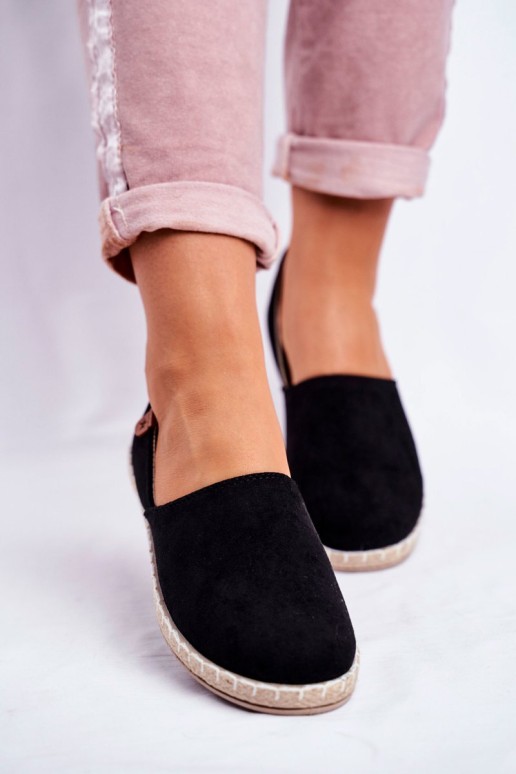Women's Velor Espadrilles Black Vulcano