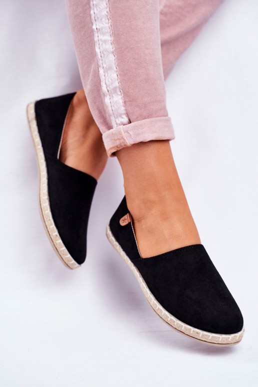 Women's Velor Espadrilles Black Vulcano