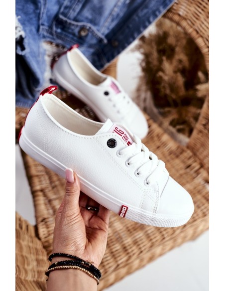 Women's Leather Sneakers Big Sta GG274005 White-Red