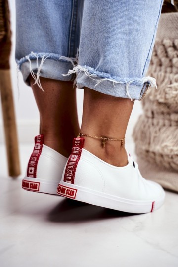 Women's Leather Sneakers Big Sta GG274005 White-Red 2