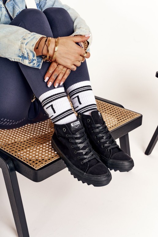 Women's High Sneakers On A Chunky Sole BIG STAR FF274244 Black