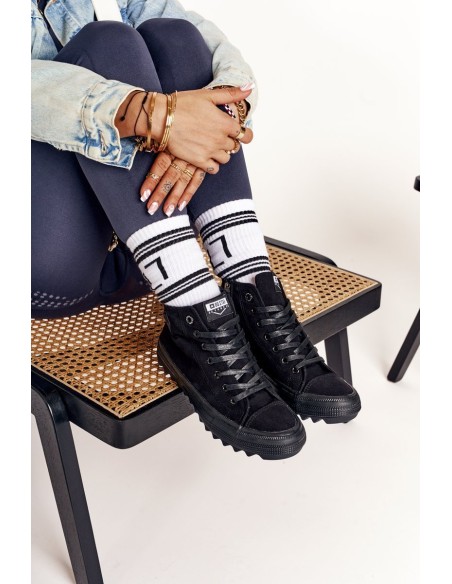 Women's High Sneakers On A Chunky Sole BIG STAR FF274244 Black