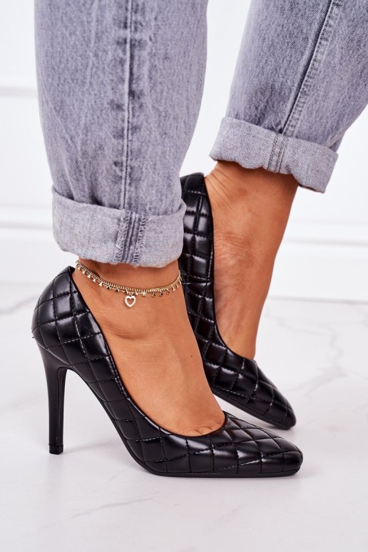 Elegant Quilted Heels Black Rosanna