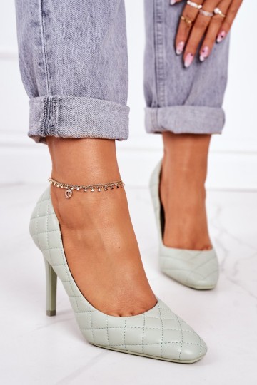 Elegant Quilted Heels Green Rosanna