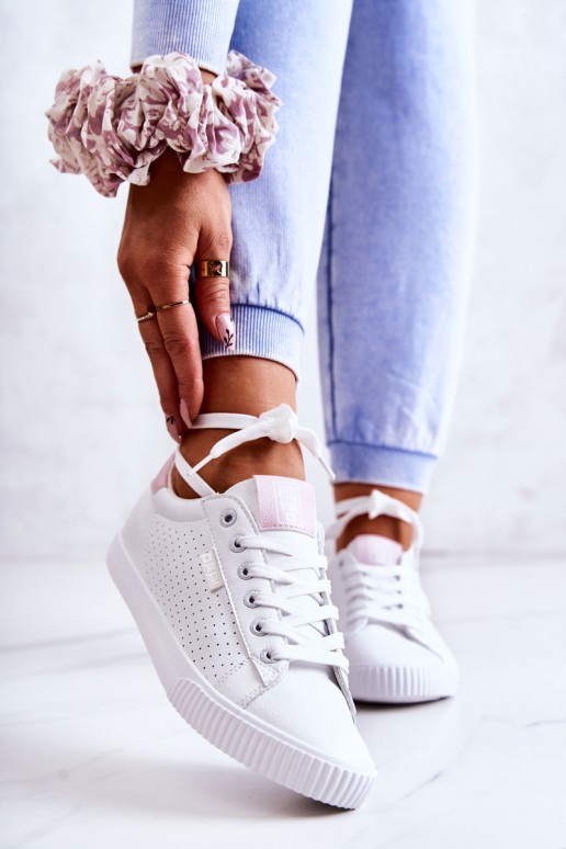 Women's Leather Sneakers BIG STAR HH274073 White-Pink