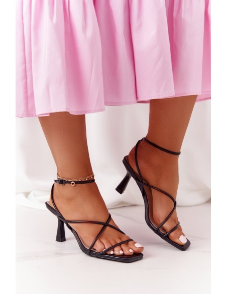 High Heel Sandals With Square Toe S.Barski C420-11 Black