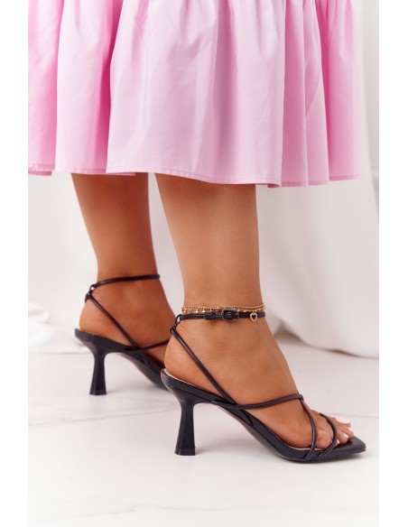 High Heel Sandals With Square Toe S.Barski C420-11 Black