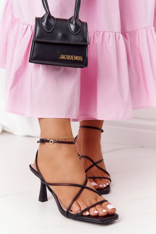 High Heel Sandals With Square Toe S.Barski C420-11 Black