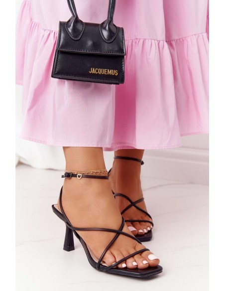 High Heel Sandals With Square Toe S.Barski C420-11 Black