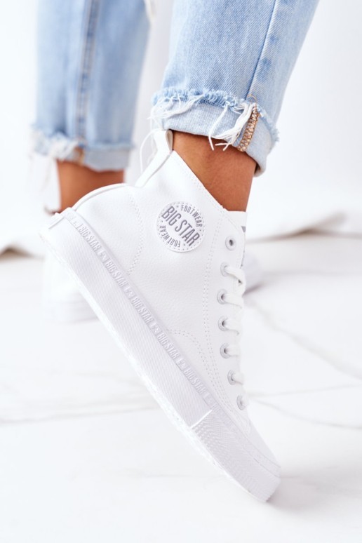 Women's Leather High Sneakers Big Star GG274016 White