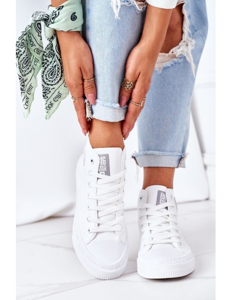 Women's Leather High Sneakers Big Star GG274016 White