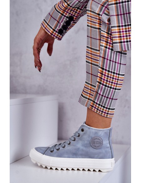 Women's Leather Warm Sneakers Big Star EE274115 Light Blue