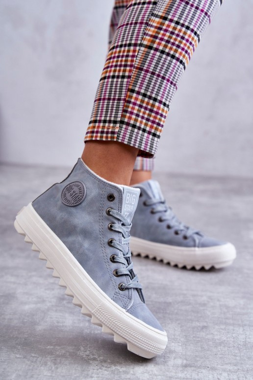 Women's Leather Warm Sneakers Big Star EE274115 Light Blue