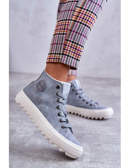 Women's Leather Warm Sneakers Big Star EE274115 Light Blue