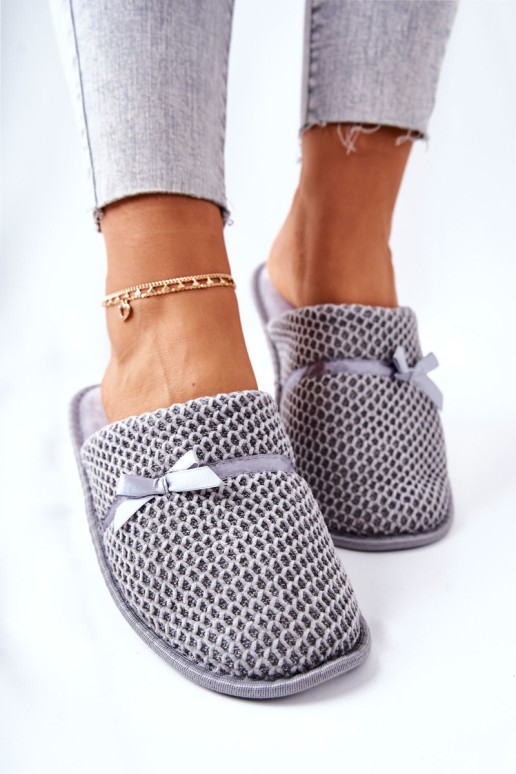 Women's Slippers With Bow Grey Evira