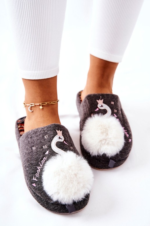 Padded Slippers Swan Grey Reya