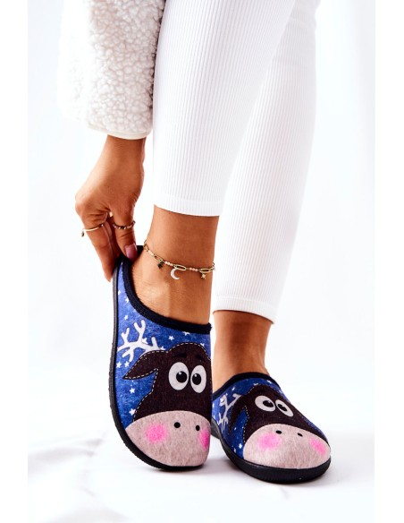 Šildančios šlepetės Modelis Reindeer Blue Elodie