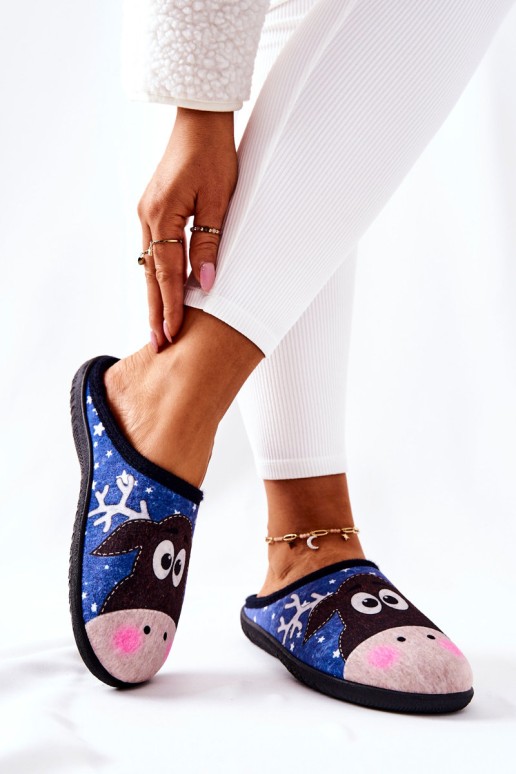 Šildančios šlepetės Modelis Reindeer Blue Elodie