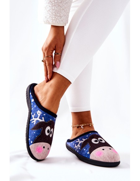 Warming slippers Model Reindeer Blue Elodie